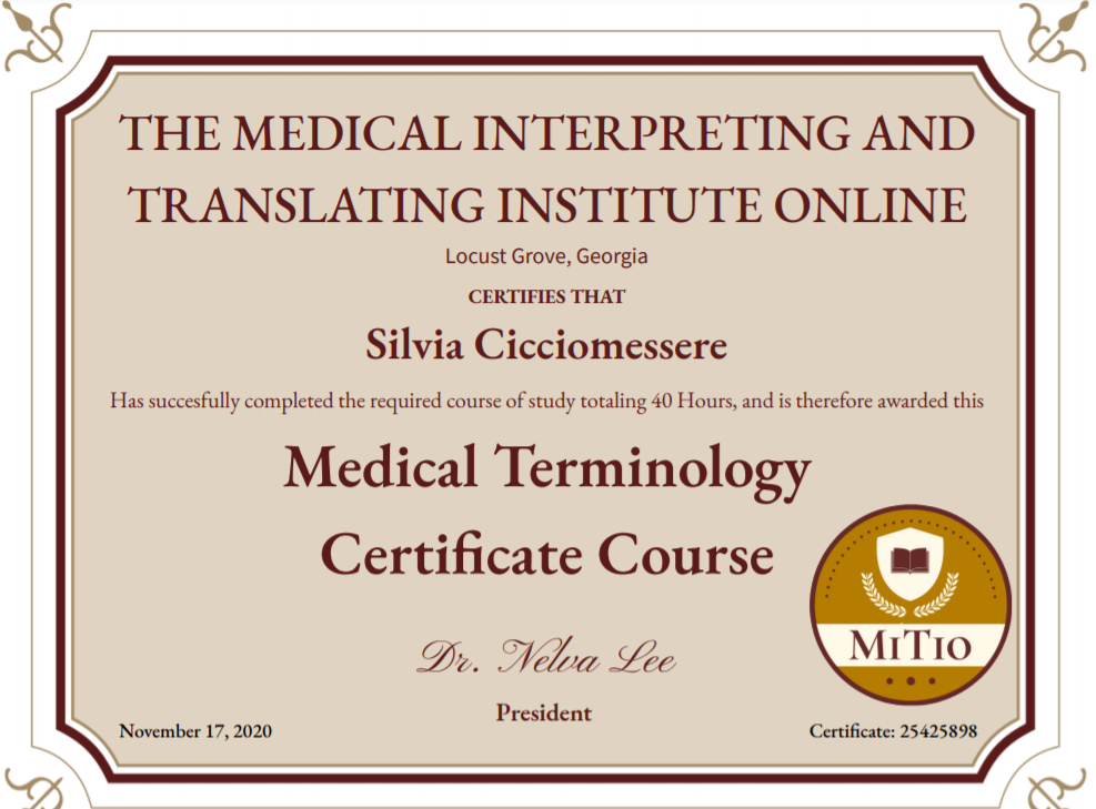 Medical Terminology Certificate Course Online
