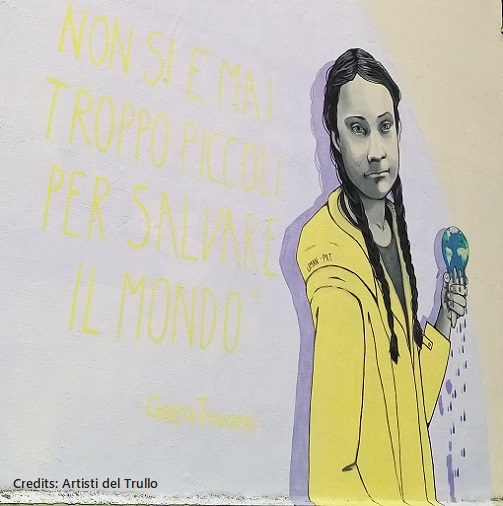 Greta Thunberg Graffiti by Artisti del Trullo, Rome